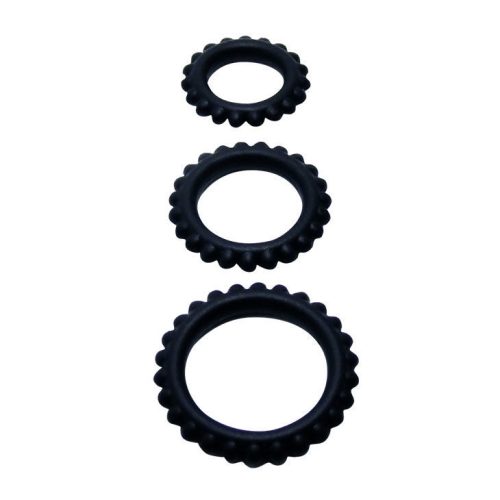 BAILE - TITAN KÉSZLET 3PCS COCK RING BLACK 2,8 + 2,4 + 1,9 CM