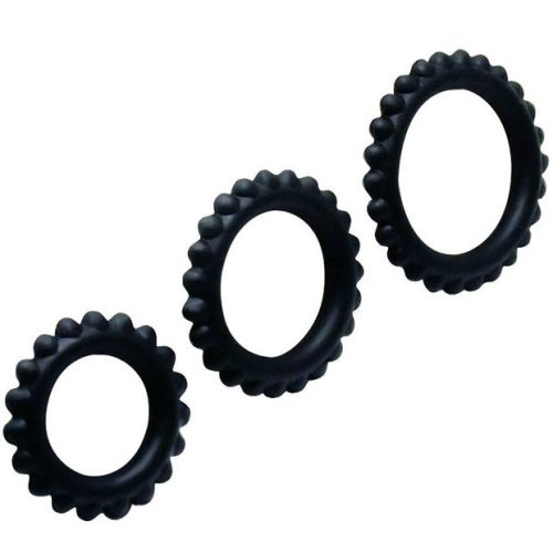 BAILE - TITAN KÉSZLET 3PCS COCK RING BLACK 2,8 + 2,4 + 1,9 CM