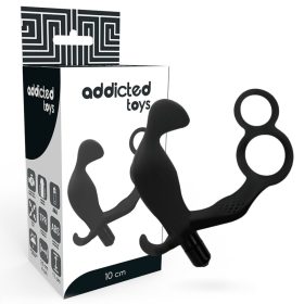   ADDICTED TOYS - ANÁLIS DUGÓ DUPLA PÉNISZGYŰRŰVEL ÉS HERÉKKEL FEKETE