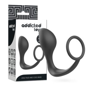 ADDICTED TOYS - ANÁLIS DUGÓ FEKETE SZILIKON GYŰRŰVEL