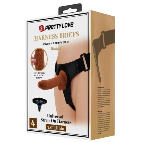 PRETTY LOVE - HARNESS BRIEFS UNIVERSAL HARNESS DILDÓVAL MICHEAL 20 CM BLACK