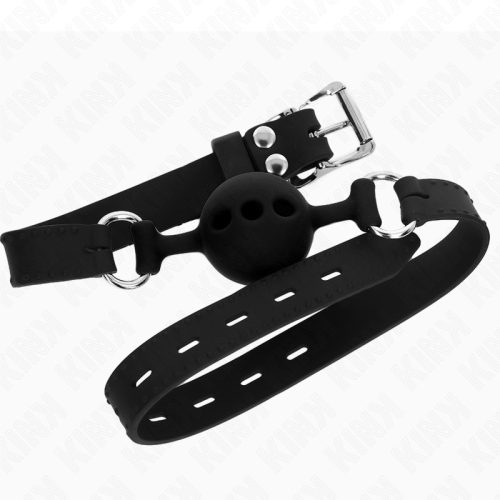 KINK - TELJES SZILIKON GAG 55 x 2 CM 4 CM LABDA MÉRETŰ S FEKETE ÁLLÍTHATÓ 35-51 CM