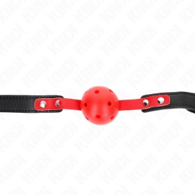   KINK - RED HOLLOW HARD BALL 4 CM GAG FEKETE PÁNT 60 x 2 CM ÁLLÍTHATÓ 37-52 CM