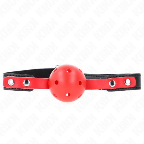 KINK - RED HOLLOW HARD BALL 4 CM GAG FEKETE PÁNT 60 x 2 CM ÁLLÍTHATÓ 37-52 CM