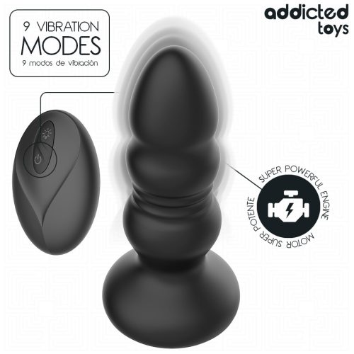 ADDICTED TOYS - THRUSTING VIBRÁLÓ ANÁLIS DUGÓ, LED FÉNYES TÁVIRÁNYÍTÓ