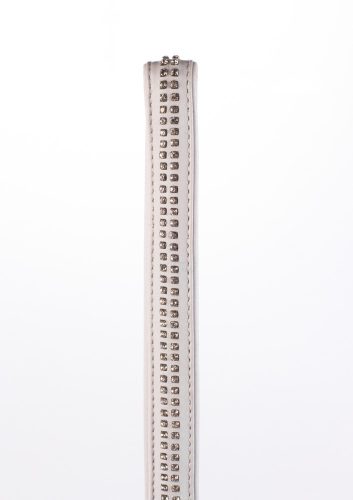 Mâner din piele de miel cu 2 rânduri de pietre mici și lanț metalic alb