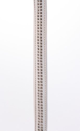 Mâner din piele de miel cu 2 rânduri de pietre mici și lanț metalic alb