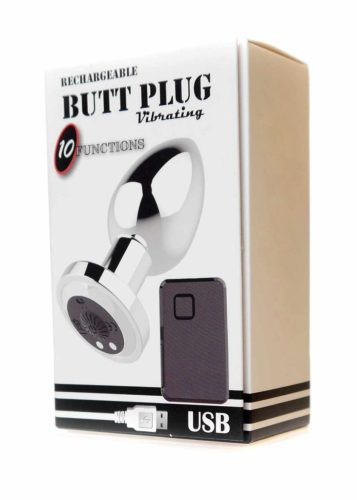 Stymulator USB újratölthető anál dildó ezüst 10 funkció