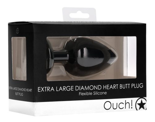 Diamond Heart – extra nagy anális dugó fekete színben