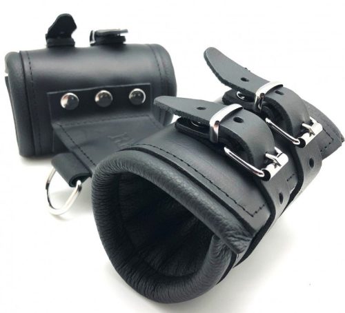 Prémium dupla bőr bilincs - érzéki kötözéshez