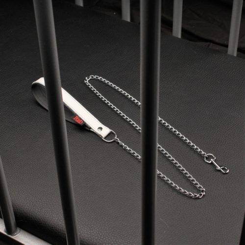 Prémium bőr fogantyús póráz – 1 m, fehér