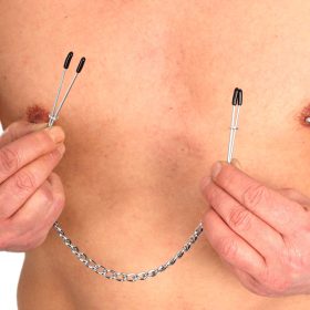 Fém mellbimbó csipesz lánccal - prémium izgató érzés