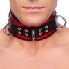 Bőrnyaklánc 3 karika – vörös-fekete design