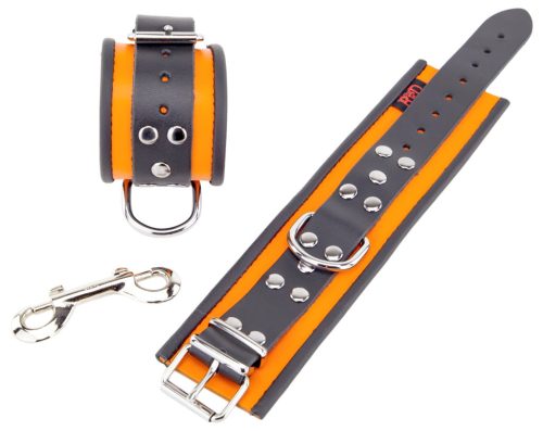 Clemă din piele premium – în combinație de culori portocaliu/negru
