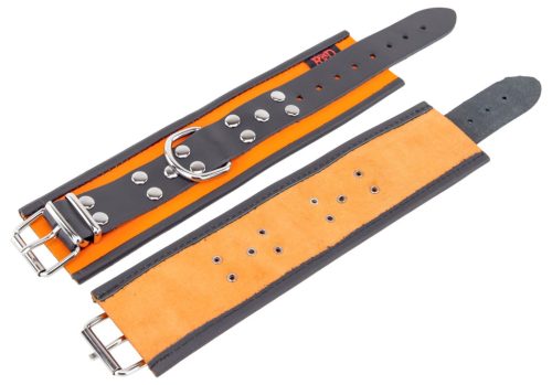 Clemă din piele premium – în combinație de culori portocaliu/negru