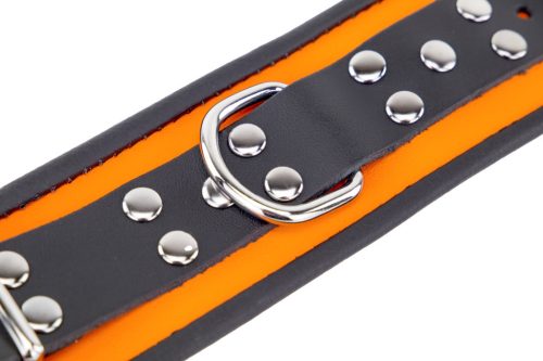Clemă din piele premium – în combinație de culori portocaliu/negru