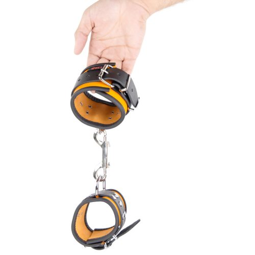 Clemă din piele premium – în combinație de culori portocaliu/negru