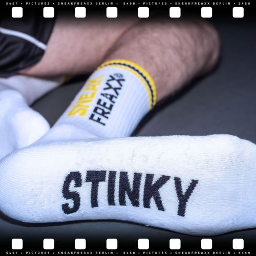 Stinky Soxx – fehér-sárga prémium zokni