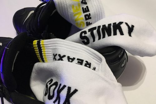 Stinky Soxx – fehér-sárga prémium zokni