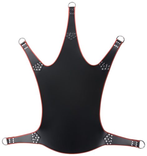 Bőr hinta 5 pontban – fekete-piros prémium kényelem