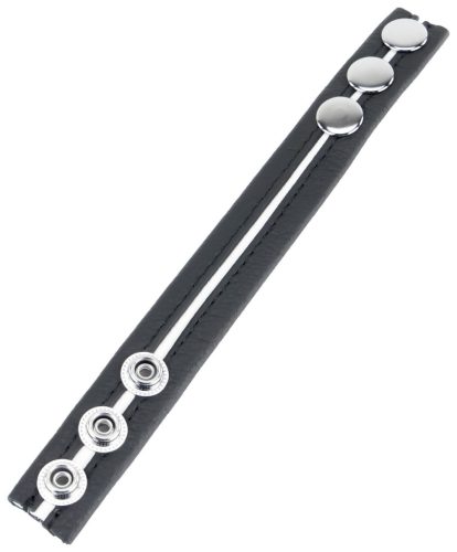 Prémium bőr péniszgyűrű – 3 fokozat, fekete-fehér