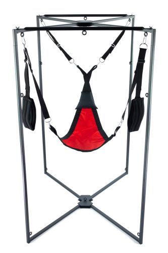 Kit Sling – piros-fekete háromszög szövet, fekete kerettel