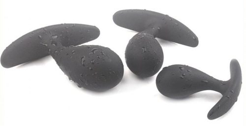 Készlet 3 db mini szilikon anál dugó – 11 x 3,5 cm, fekete