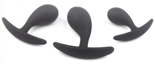 Készlet 3 db mini szilikon anál dugó – 11 x 3,5 cm, fekete