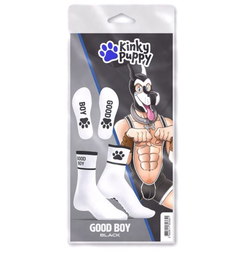 Good Boy Socks – stílusos, fehér-fekete zoknik