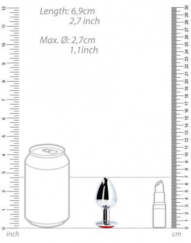 Bijou – ezüst-vörös anális gyöngy 6 x 2,6 cm