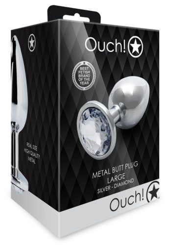 Bijou – ezüst, átlátszó, kerek anális kényeztető 8 x 4 cm