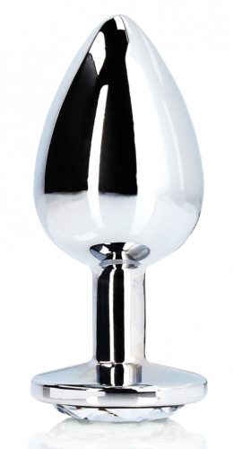 Bijou – ezüst, átlátszó, kerek anális kényeztető 8 x 4 cm