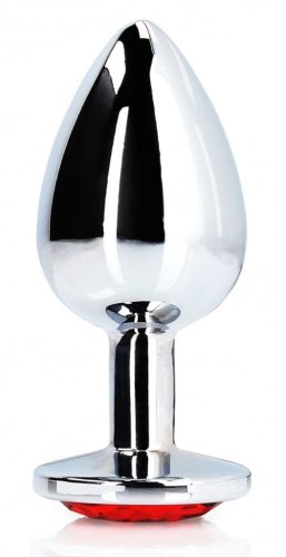 Bijou – ezüst-piros kerek anális gyöngy 8 x 4 cm