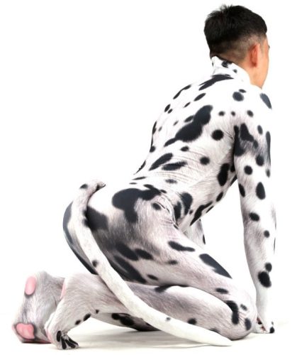 Dalmata kutya cosplay jelmez – fekete-fehér stílusban