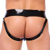 Xrub Latex Jockstrap – elegáns zippes, fekete-fehér alsónemű