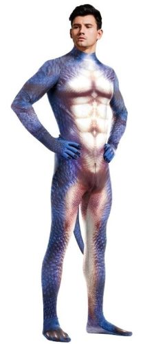 Kék-Fehér Raptus Dinoszaurusz Cosplay Jelmez