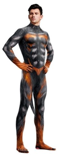 Fekete-Fényes cosplay overál - Sexy Wolf Man stílusban