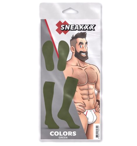 COLORS SneakXX – stílusos, magas szárú zokni khaki zöldben