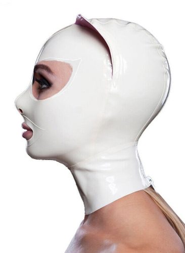 Cagoule Cat – fehér macska maszk, érzéki fétis stílusban