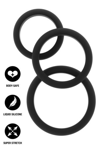 Stamcock – 3 darab fekete péniszgyűrű szett