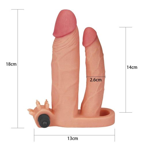 Adaugă un manșon dublu vibrator pentru penis de 1"