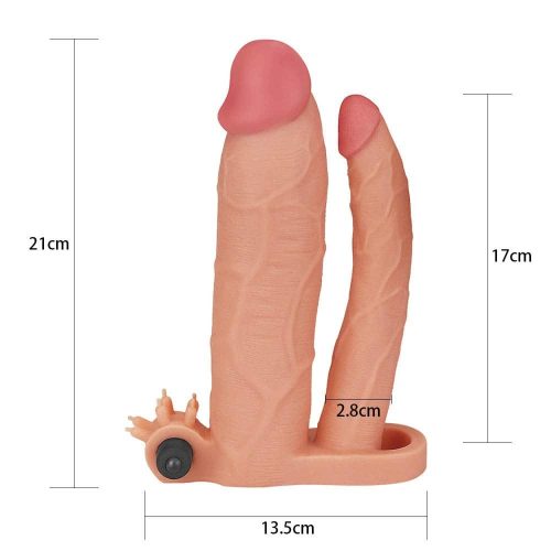 Adaugă un manșon dublu vibrant pentru penis de 3"