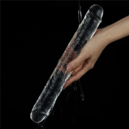 Dildo dublu transparent impecabil de 12''