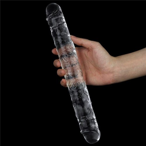 Dildo dublu transparent impecabil de 12''