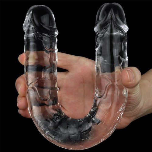 Dildo dublu transparent impecabil de 12''