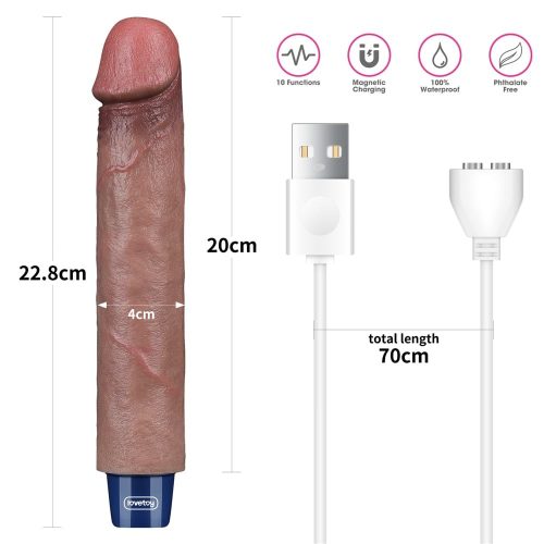 Dildo vibrant reîncărcabil din silicon REAL SOFTEE de 9"