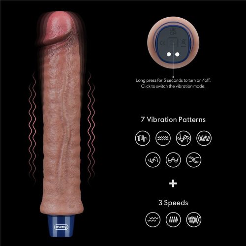 Dildo vibrant reîncărcabil din silicon REAL SOFTEE de 9,5"
