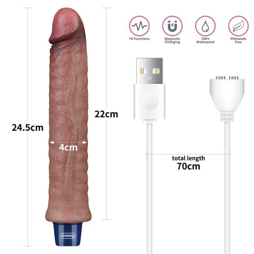 Dildo vibrant reîncărcabil din silicon REAL SOFTEE de 9,5"