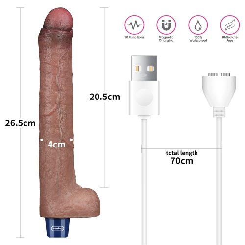 Dildo vibrant reîncărcabil din silicon REAL SOFTEE de 10,5"