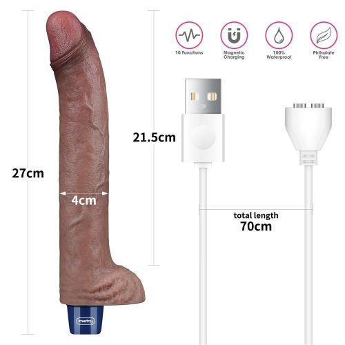 Dildo vibrant reîncărcabil din silicon REAL SOFTEE de 11"